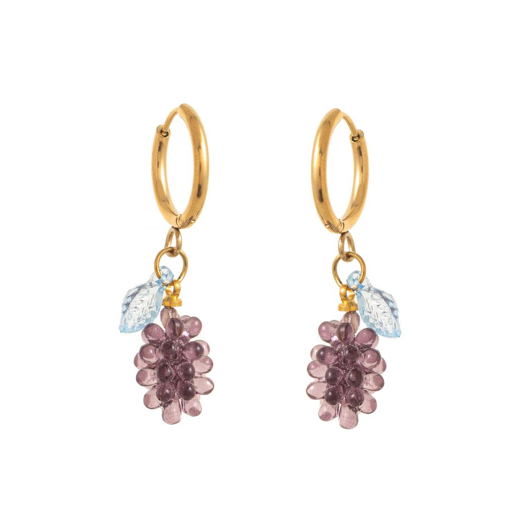 Niche Design Sense Color Zircon Fruit Earrings Stainless Steel Quality Assurance Color