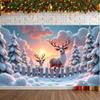 Christmas Backdrop Snow-Covered Winter Reindeer Banner Holiday Background Wildlife Design Winter Wildlife Banner For Winter
