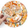 50 Waterproof Cartoon Orange Cat Stickers for Cute Pets, Milk Tea Cups, and Journals