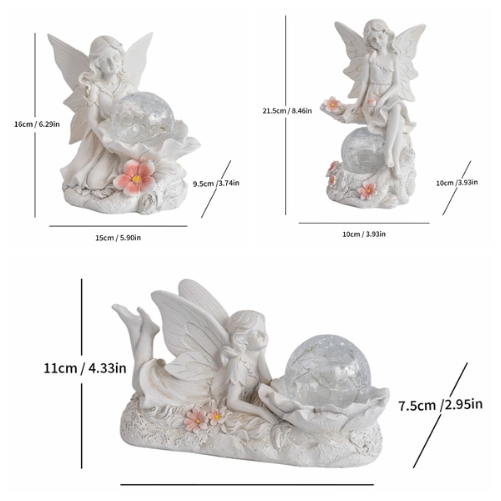 Solar Powered Resin Statue Premium Resin Solar Angel Whimsical Garden Statue  Garden Scenery