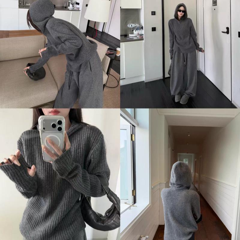 Women's Red Wool Hoodie - Zodiac Year of the Horse, New Year's Eve Edition, Autumn/Winter Knit Sweater
