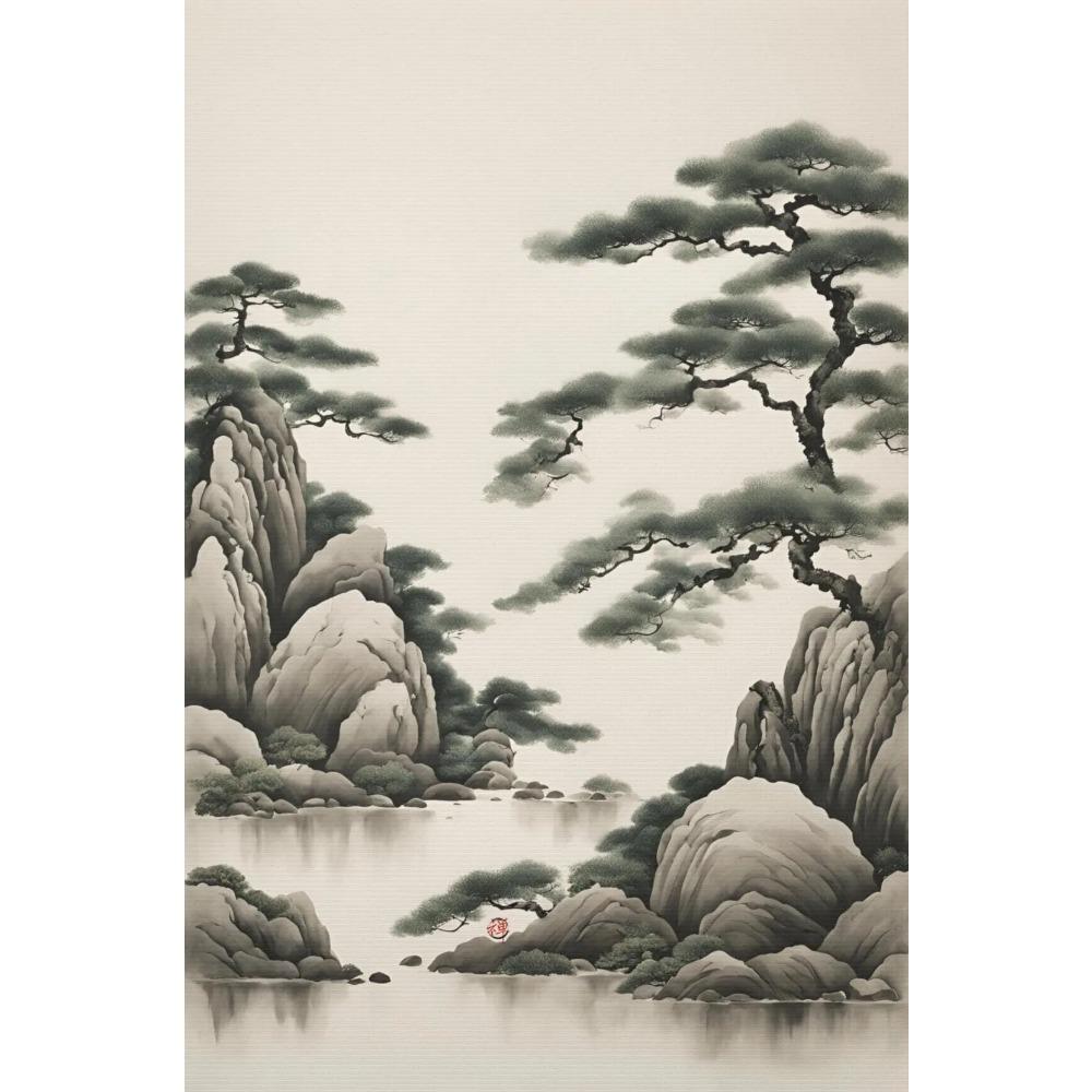Pósteres Minimalistas Zen Japandi Impresiones de Arte Japonés con Tinta sobre Papel Pintura en Lienzo Imágenes de Arte de Pared Decoración Moderna de Moda para el Hogar