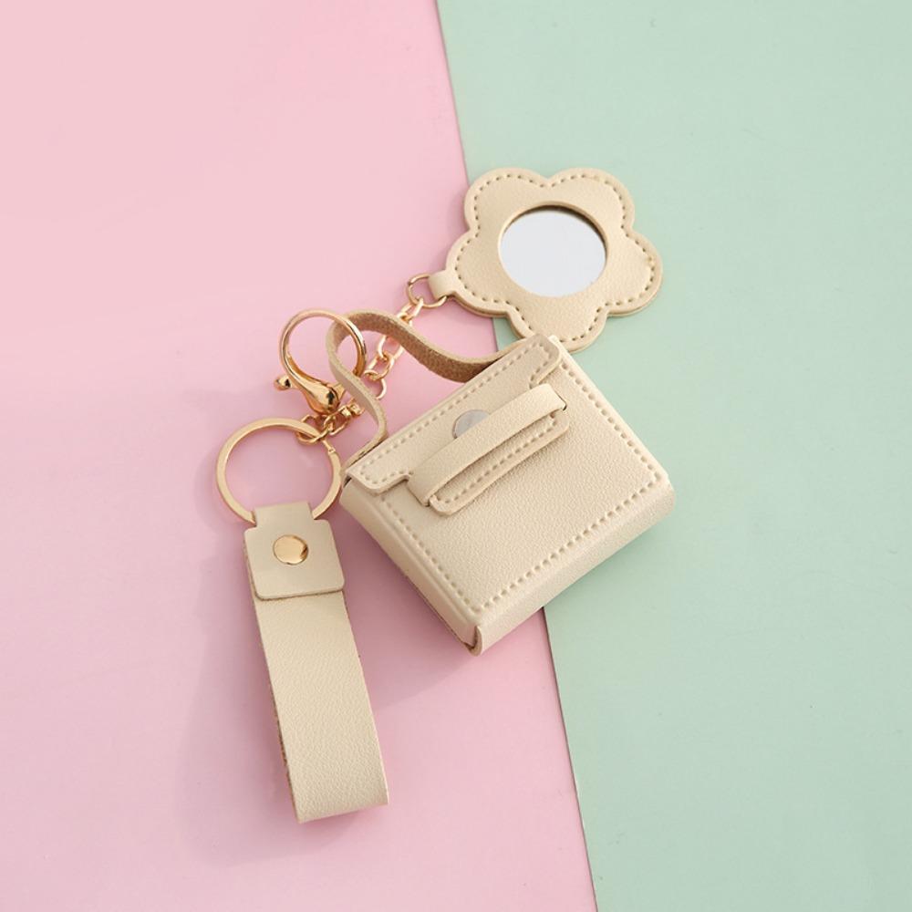 Kreativer PU-Leder Mini-Taschen-Schlüsselanhänger Cartoon mit Spiegel Ohrhörer-Taschen-Schlüsselanhänger Mädchen Handtaschen-Anhänger Aufbewahrungstasche