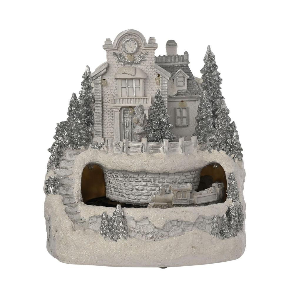 Christmas Village Scene with LED lights and Moving Train