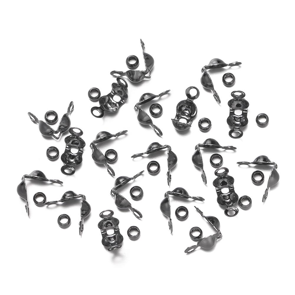 100pcs/lot Crimp Bead Tips Knot Covers Clamshell Fold-Over Bead Tips with 100pcs End Caps for DIY Jewelry Making Craft