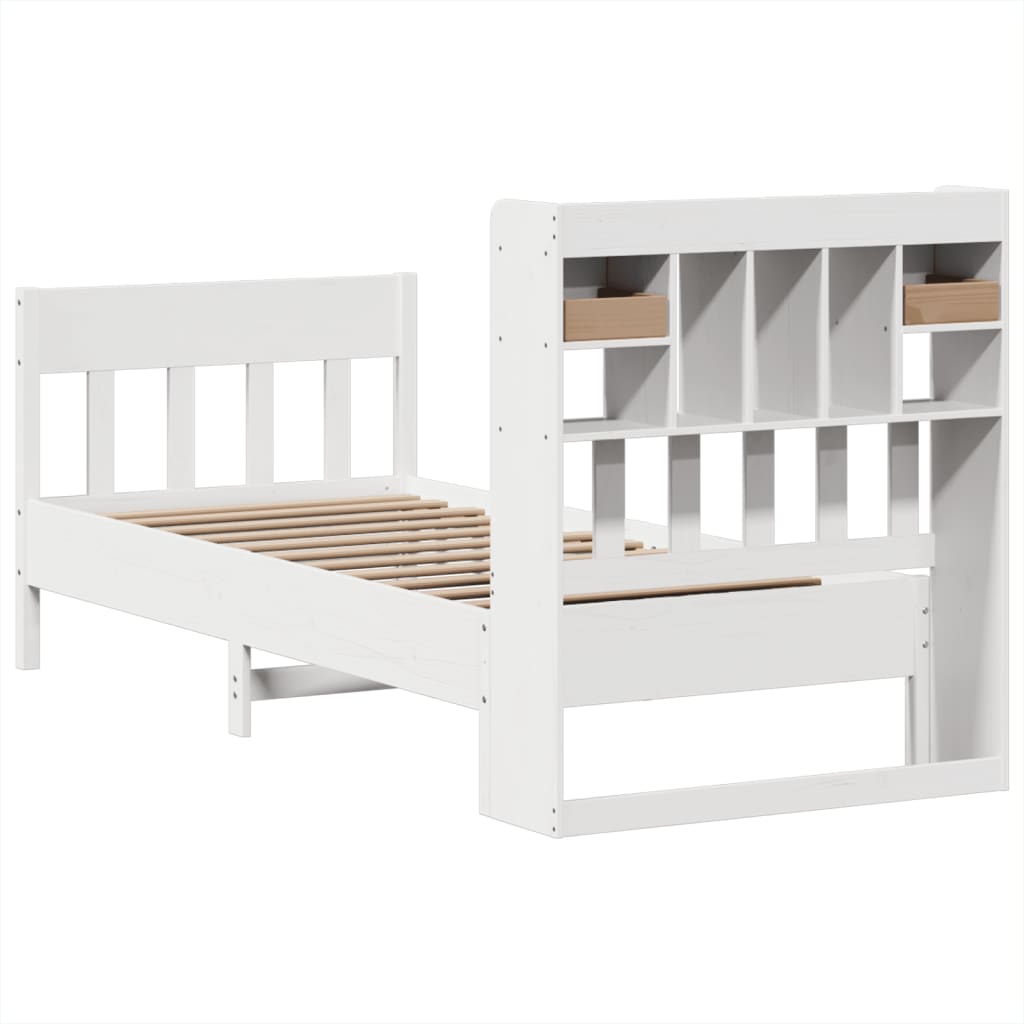 Solid Wood Bed without Mattress White 75x190 cm Pine Wood