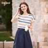 Women's Relaxed Fit Striped Ice Silk T-shirt