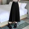 Women Vintage Solid Color JK Long Skirts Girls Elegant Comfortable Leisure Dress Female Sweet A-Line Zipper Pleated Skirts