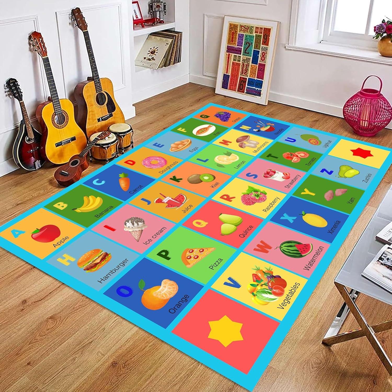 

Children s Area Rug for Playroom ABC Alphabet Rug Kids Learning Carpet Washable Play Mat for Children s Bedroom Playroom Mat 40x60cm