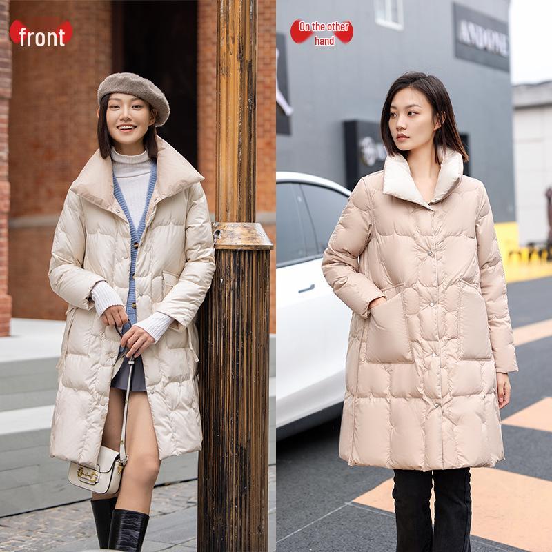 

Женское двустороннее зимнее пальто выше колена с 90% гусиного пуха 2024 M (Recommended 110-125 lbs)