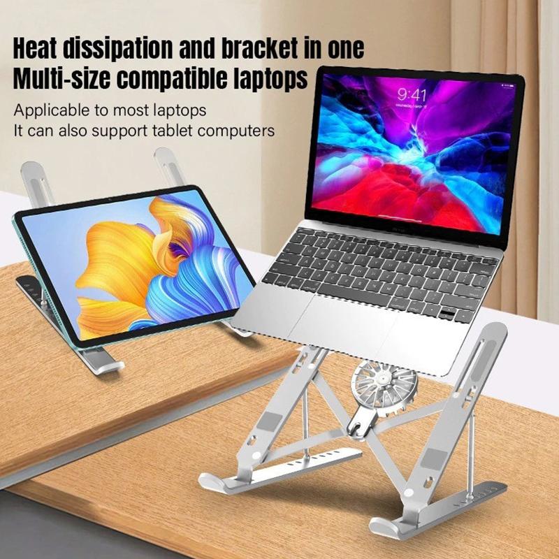 Tablet Stand Laptop Stand Notebook Holder Portable Aluminum Alloy Laptop Cooling Holder Fan Portable Laptop Cooling Holder