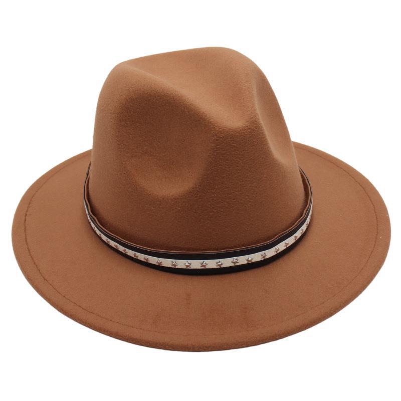 Foreign Trade Retro Top Hat Pentagram Jazz Hat Men'S And Women'S Felt Hat European And American Style Hat Woolen Hat Wool