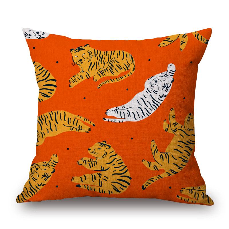 Dschungel Tiger Leopard Tiere Malerei Kissenbezug Heimdeko Kissenbezüge Dekorative Kissen für Sofa Kissenbezug