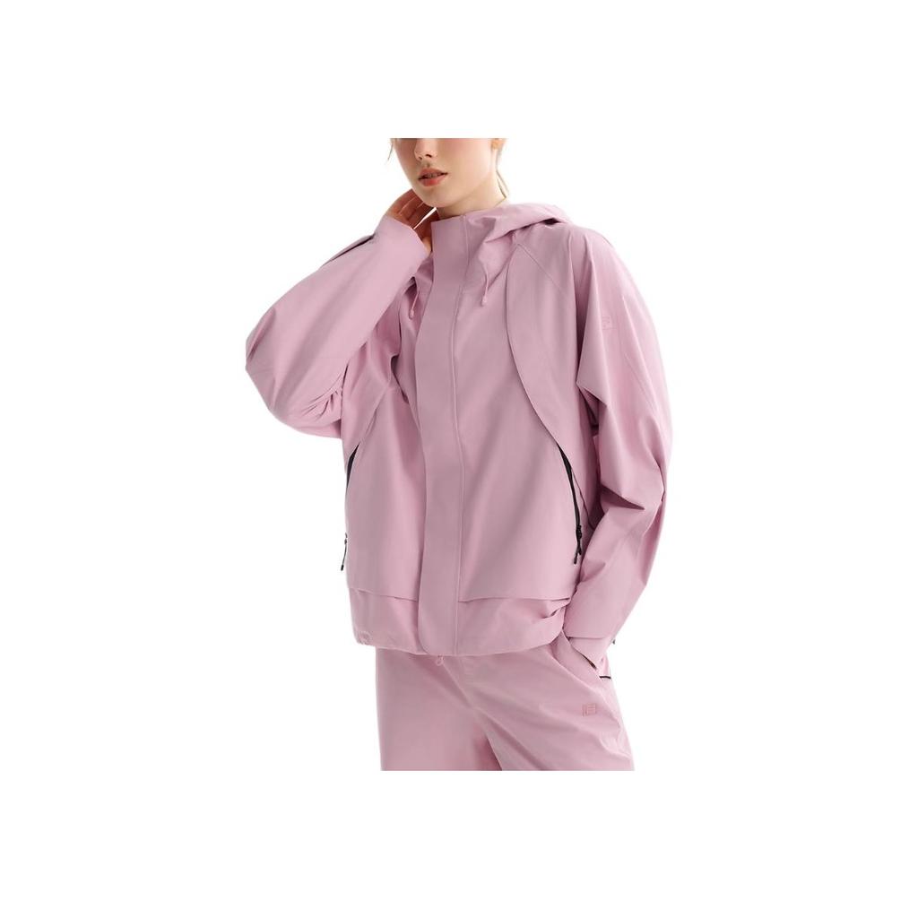 Fila Fleece Fitness Loose Hooded Hiking Waterproof Windproof Breathable Jacket Men Jackets Dark-Cherry-Blossom-Pink A51M441703F-PK