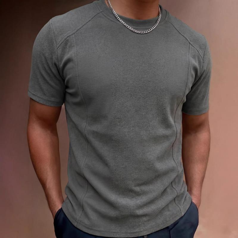 Men Solid Color Short Sleeve T Shirt Casual Slim Fit Basic Top
