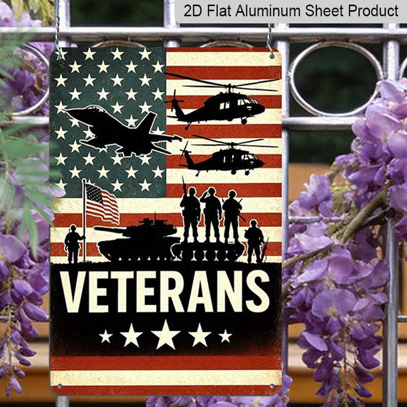 2D Flat 1pc Metal Wall Decor Sign - Aluminium, Veterans Tribute, Rustic Metal, Ideal for Independence Day & Memorial Day Decor, Wall Hanging for