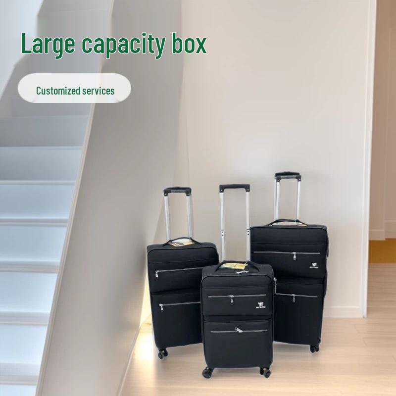 Upgraded Large Capacity Business Trolley Suitcase with Front Zipper and Universal Wheels