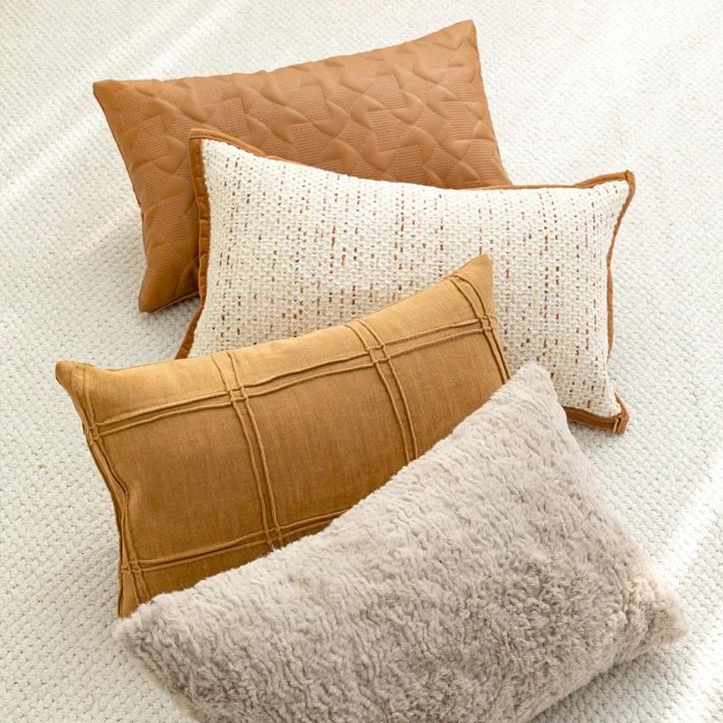 Large Size Orange Coffee Texture Pillow Covers Modern Light Luxury Simplicity Cushion Cover Home Sofa Bedside Pillow Cases