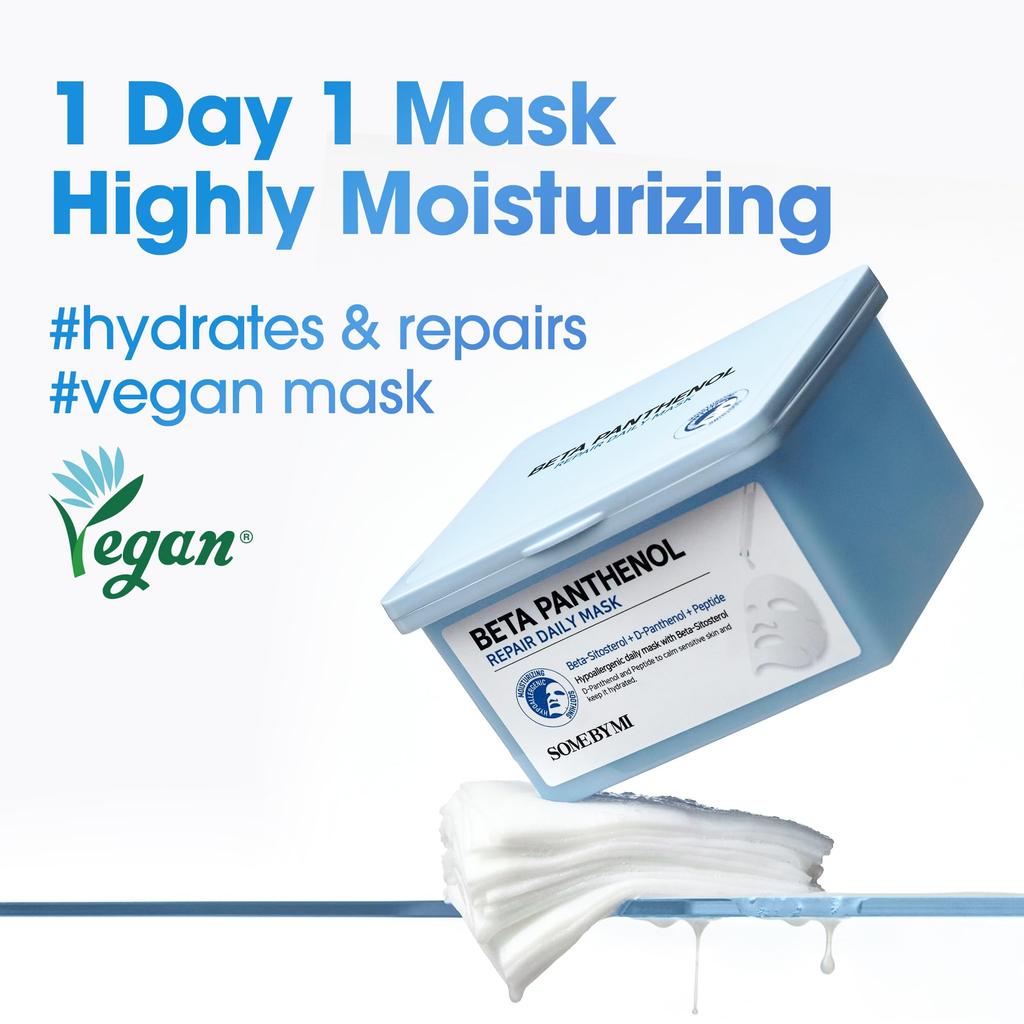 SOME BY MI Beta Panthenol Repair Daily Mask Nourishing Skincare for Dry Skin and Hydrating At Home Sheet Moisturizing Korean Cosmetics (30 Sheets,