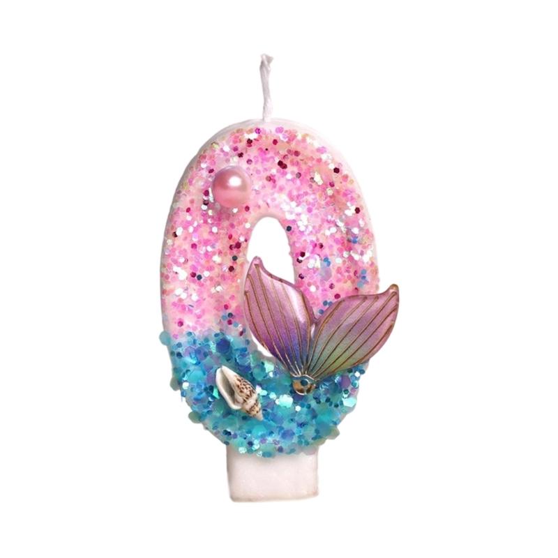Ocean Mermaids Themed Birthday Number Candle Paraffins Wax Safe For Kids Girls Parties And Cake Toppers Decorations