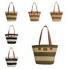 Lightweight Stripe Woven Tote Bag Polyester Summer Beach Handbag Shopping Straw Bag  School