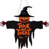 Halloween 2D Wooden Sign Featuring Monster Face Pumpkin; Ideal Rope Hanger for Garden Party Decoration