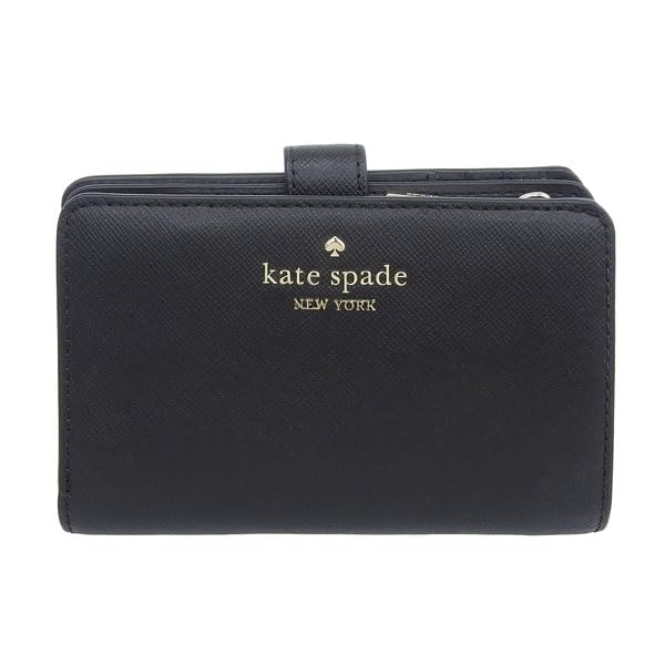 Kate Spade Madison SmallMedium Compact Bifold Wallet KC580 (Black) - Women's, Compact, Outlet Brand, Saffiano Leather.