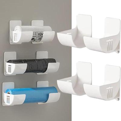 Wall Mounted Organizer No Hole Storage Tray Kitchen Shelf Cling Film Trash Bag Organizer Cabinet Refrigerator Side Storage Shelf