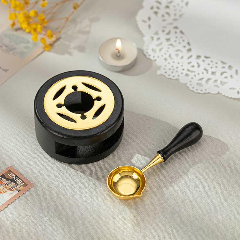2PC/SET Wax Seal Stamp Kit With Sealing Wax Warmer, Wax Melting Spoon For Wedding Gift Envelopes