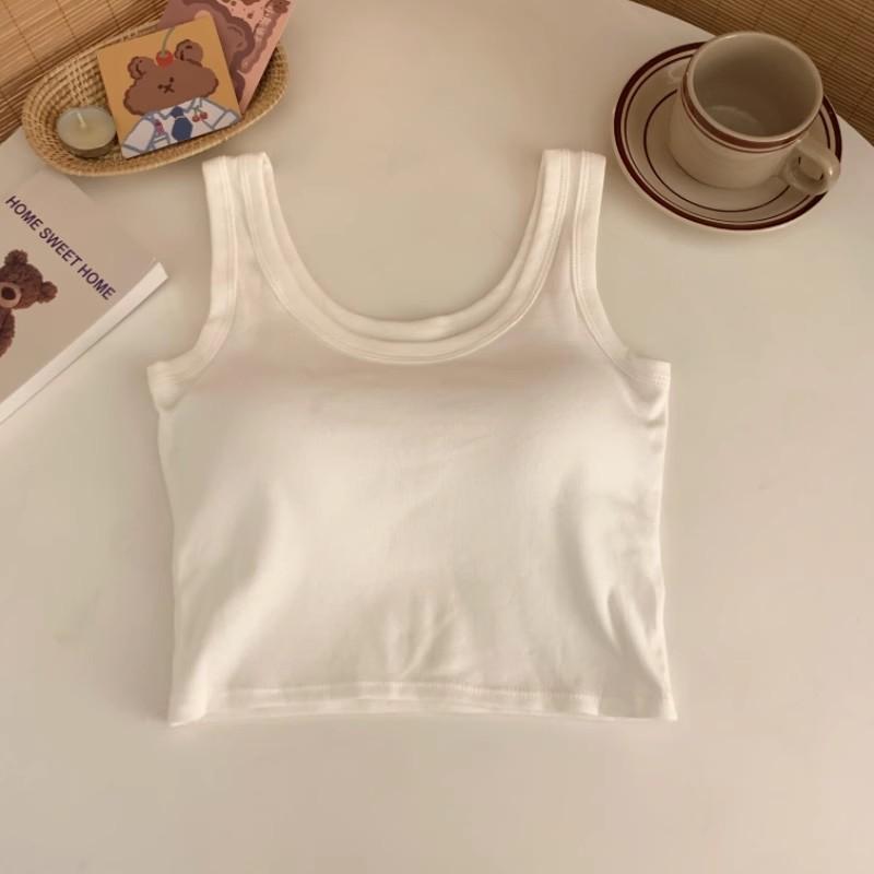 Women's summer versatile short vest with chest pads, Spice Girl Navel Sexy Bottom Small Vest Women