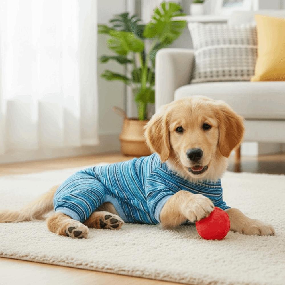 Thin Dog Sun Protection Clothes Colorful Stripes Four Legged Dog Clothes Puppy Rompers  Daily Wear