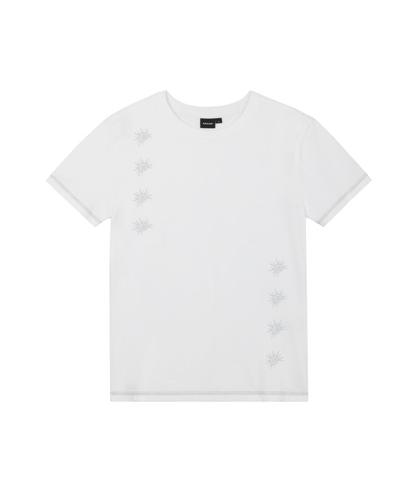 AAKAM Cracked Sun Half Top (White)