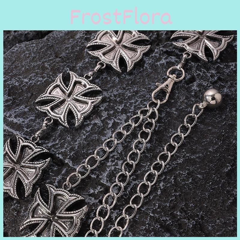 Metal Style Retro Waist Belt With Engraved Cross For Streetwear And Casual Looks