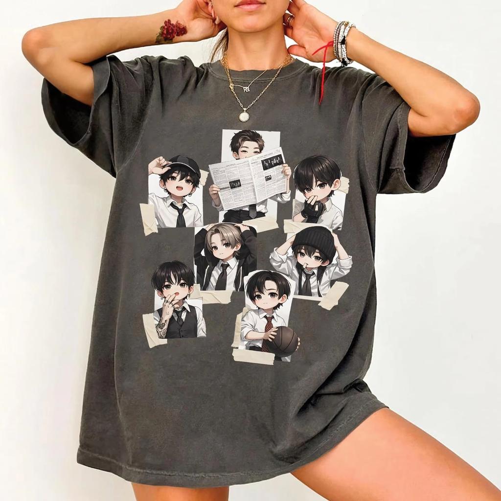 Kpop Boy Band Album Tour 2.0 Unisex 100%, 2026 High-Quality Men's Korean- Graphic Shirt