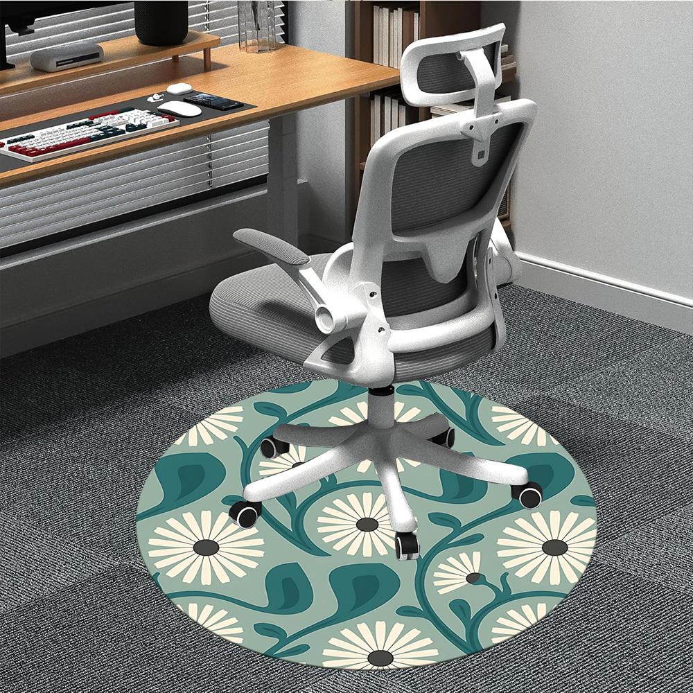 1pc Floral Pattern Office Round Area Rug, Indoor Mat Suitable For Office, Under Office Chairs Bedroom Living Room Home Decor, Room Deco