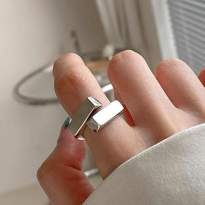 BF CLUB 925 Sterling Rings for Women Simple Geometric Handmade Gold Irregular Retro Ring Allergy For Birthday Party Gift