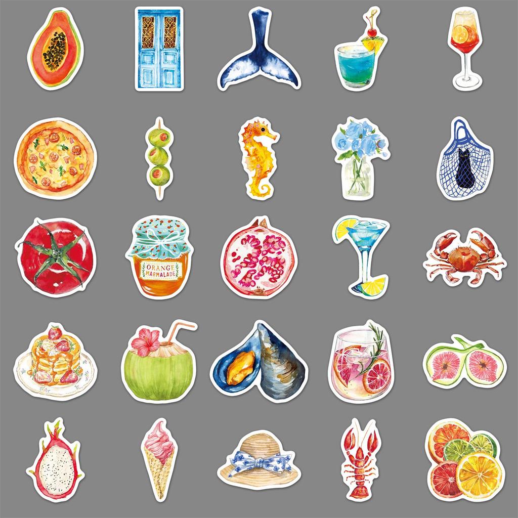 50-Piece Mediterranean Aesthetic Stickers for Girls' Travel Journals & DIY Decor