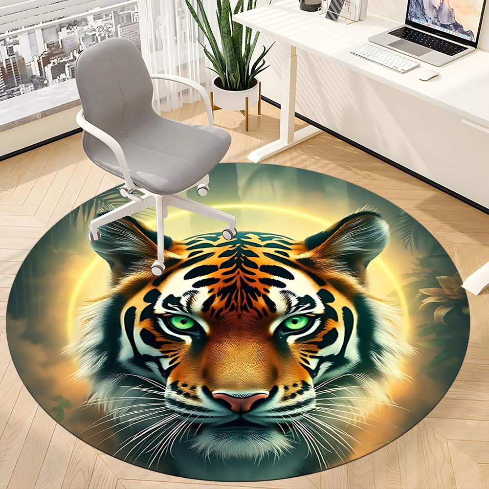 1pc Tiger Face Chair Carpet for Office Non-Slip, Machine Washable Rug for Office - Holiday DecorMachine Made yy251029117