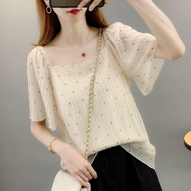 

Летний темперамент шифон свободная и утягивающая повседневная женская одежда рубашка в стиле Гонконга 3XL абрикосовый