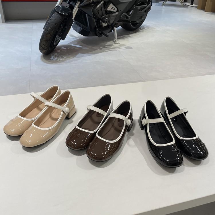 Genuine leather new French retro thick heel with Mary Jane shoes women's shallow mouth jk single shoes small leather shoes