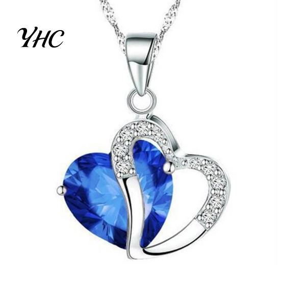 Heart Pendant Necklace Cubic Zirconia Inlaid Jewelry Gift Women Shape Fashion for Daily Life