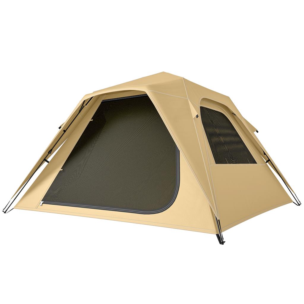 Pop Up Tent 3000mm Waterproof Camping Tents with Mesh Windows 2-3 People Khaki