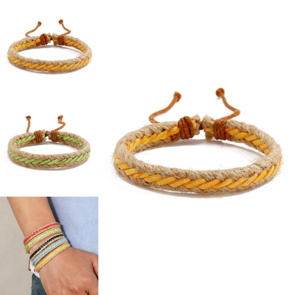 Unisex Braided Leather Bracelet Vintage Ethnic Style Various Colors 7-piece Set