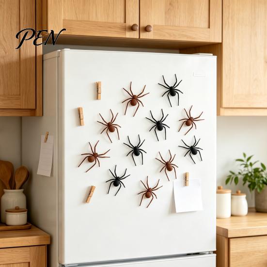 Metal Surface Decorative Spiders 2/4/8Pcs 3D Spider Refrigerator Magnet, Lifelike Magnet for Realistic Props Surfaces, Creepy Magnetic Decor Halloween