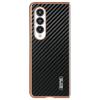 For Samsung Galaxy Z Fold4 5G Case Electroplating Carbon Fiber Texture PU+TPU Phone Cover