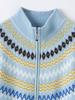 Damen Kaschmir Fair Isle Strickjacke, Verdickter Jacquard Farbblock, Stil 2026