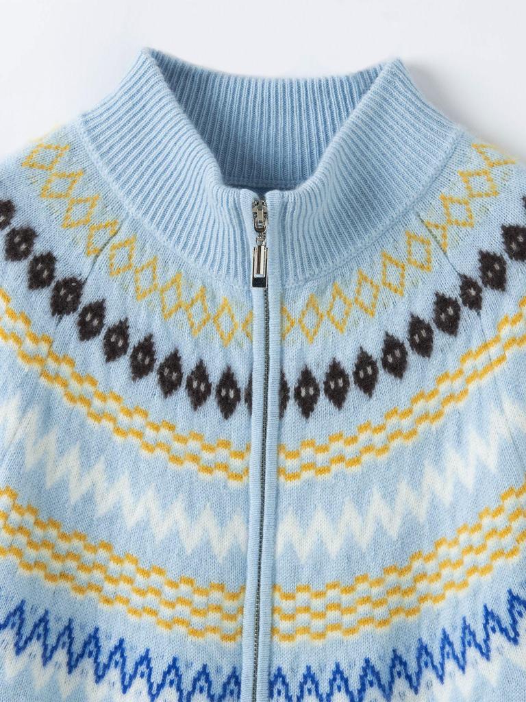 Damen Kaschmir Fair Isle Strickjacke, Verdickter Jacquard Farbblock, Stil 2026