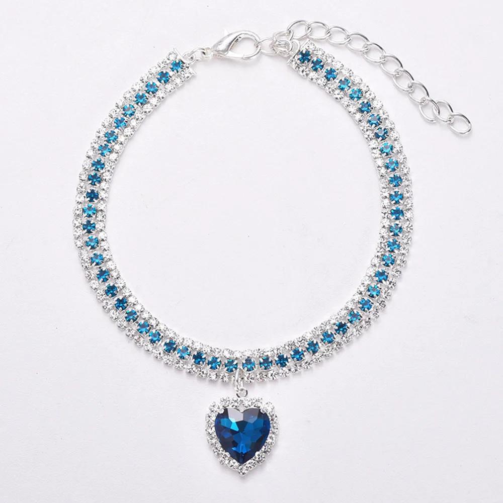 Luxus Kristall Katzenhalsband Liebesanhänger Halskette Haustierhalsband Verstellbar Kleiner Hund Katze Halsring Strasshalsband Haustierzubehör