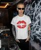 SHIRTMYLIPS Kiss Mark Rockstar Crop T-Shirt White