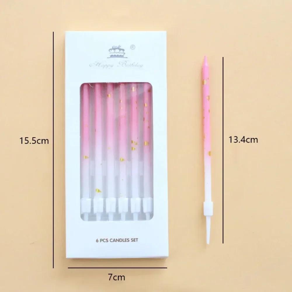 6 Pcs Long Colored Birthday Candles Stitch Sticks Funny Pink Candle Wedding Deco And Ritual Accessories Party Supplies Candles